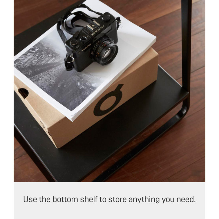 Slim Black Steel Freestanding Hanger Rack with Shelf
