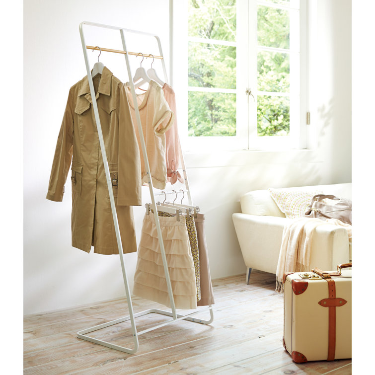 White 2-Level Coat Rack with Umbrella Stand