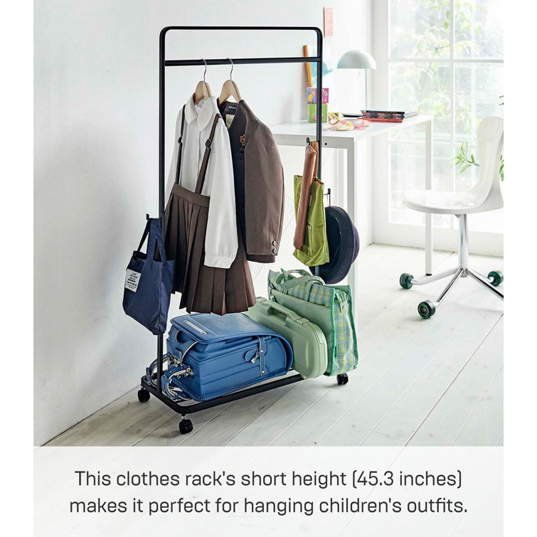 Black Steel Kids' Portable Rolling Coat Rack, 45" H