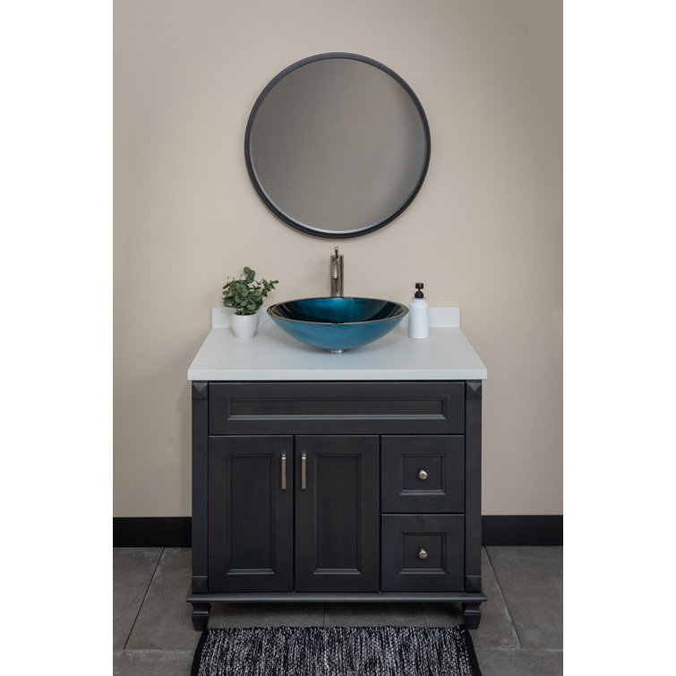 Turquoise Blue Oval Glass Above-Counter Vessel Sink