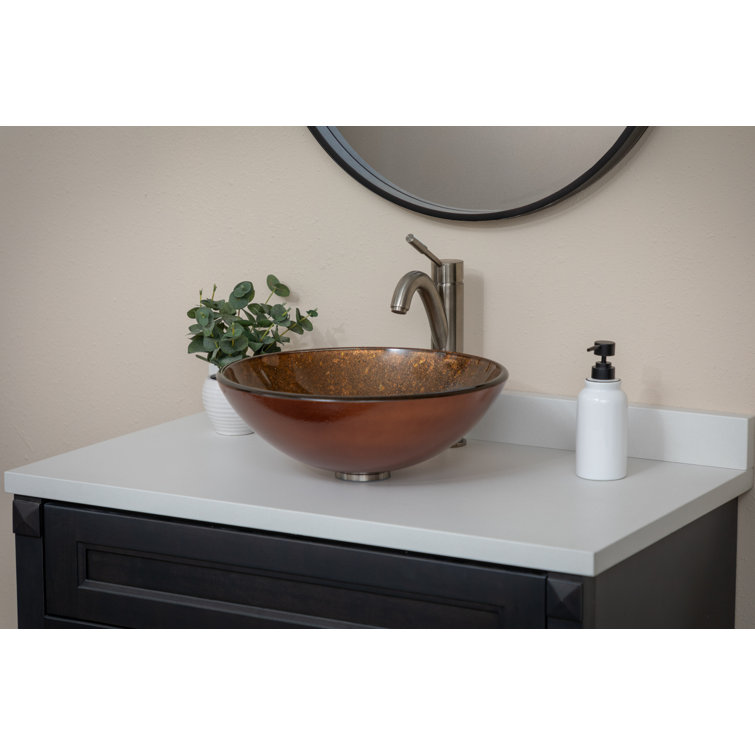Bronze Tempered Glass Round Above-Counter Bathroom Sink