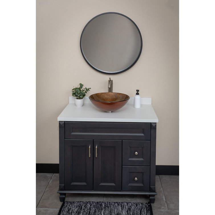 Bronze Tempered Glass Round Above-Counter Bathroom Sink