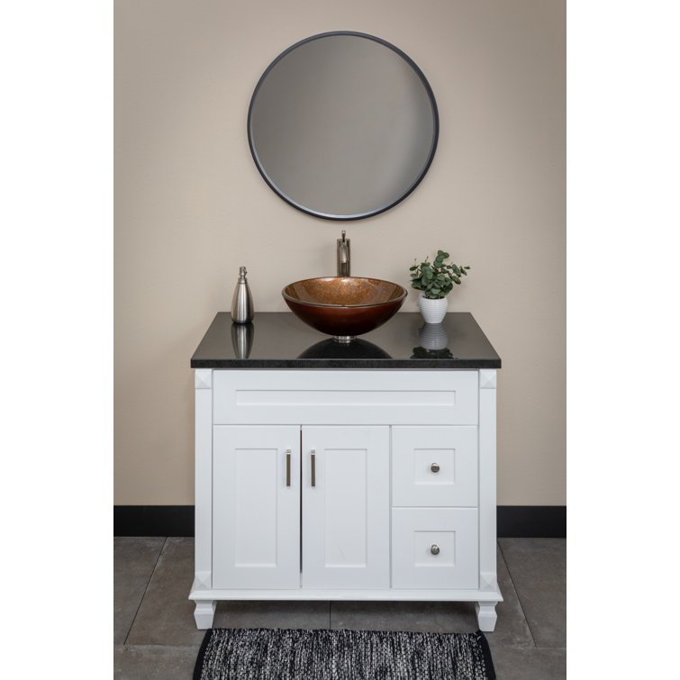 Bronze Tempered Glass Round Above-Counter Bathroom Sink