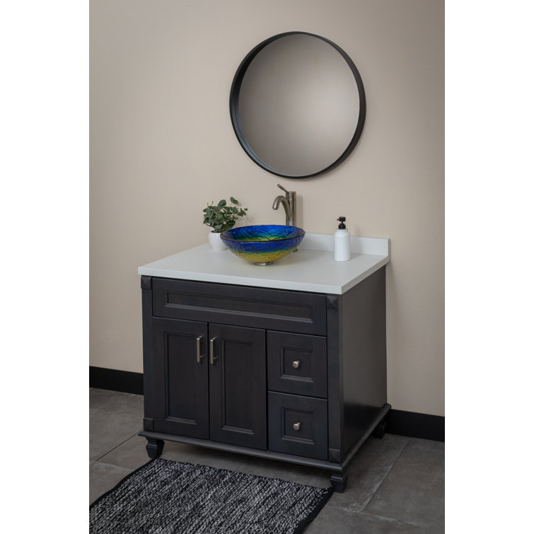 14.25'' Blue and Yellow Glass Vessel Sink