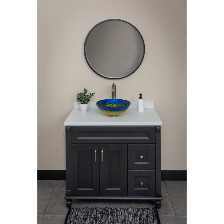 14.25'' Blue and Yellow Glass Vessel Sink