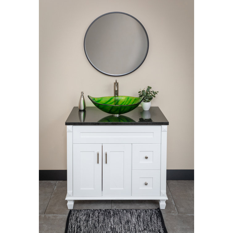 Green Leaf Shaped Tempered Glass Vessel Sink