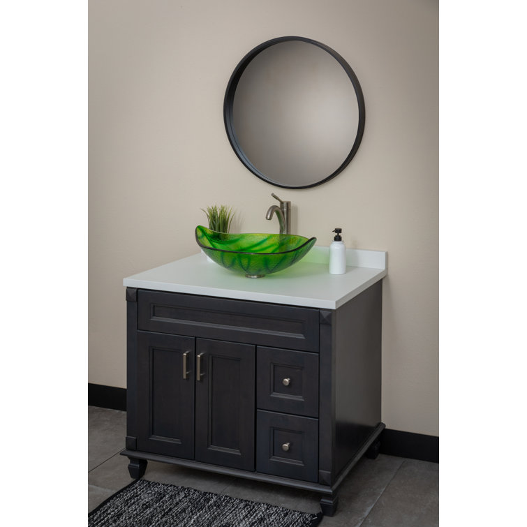 Green Leaf Shaped Tempered Glass Vessel Sink