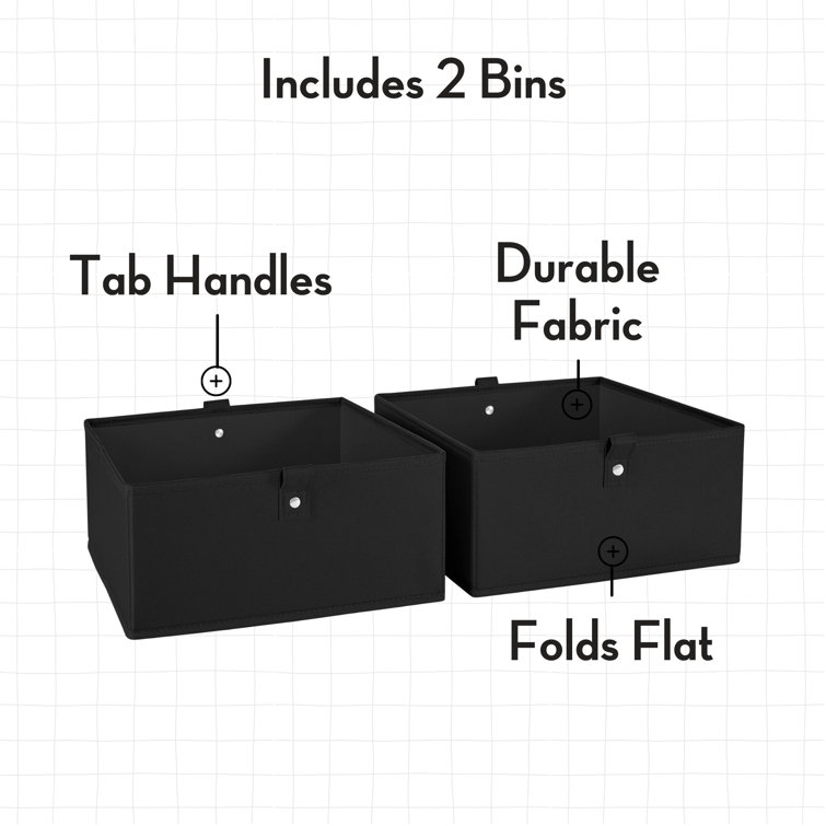 Black Fabric Collapsible Kids Storage Cube Set