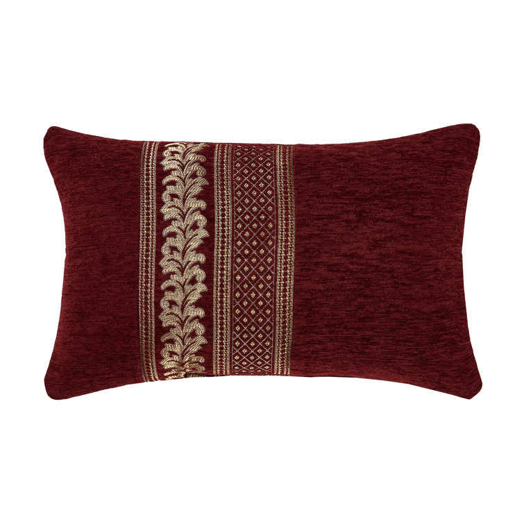 Laurenza Crimson Red Chenille Boudoir Decorative Throw Pillow
