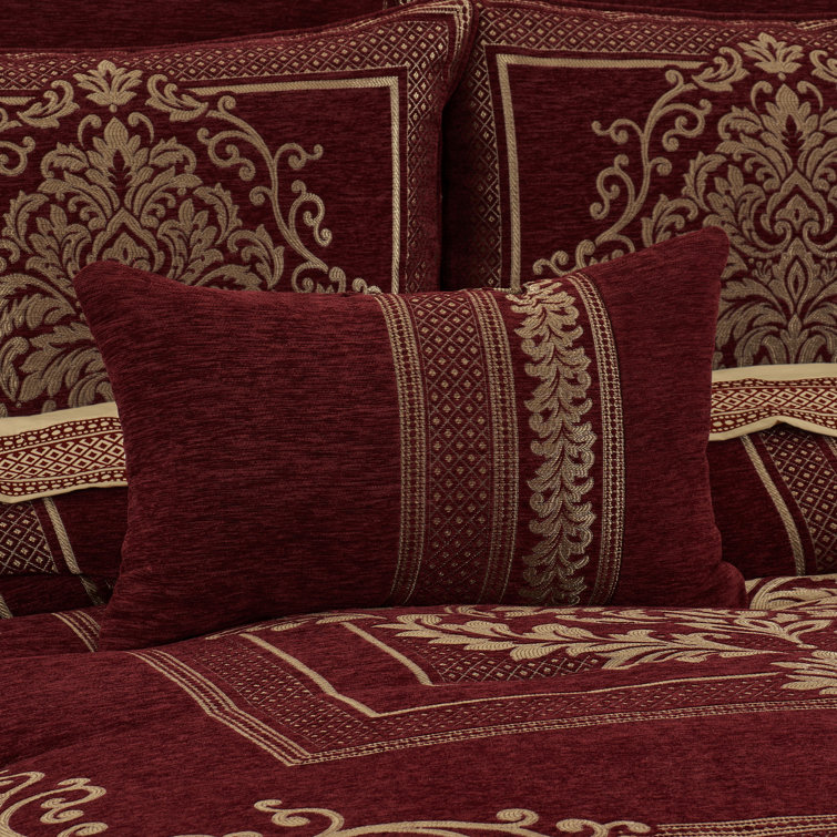 Laurenza Crimson Red Chenille Boudoir Decorative Throw Pillow
