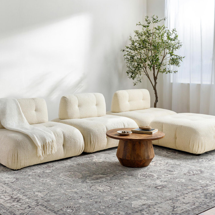 Elle Light Gray and Beige Rectangular Polyester Area Rug