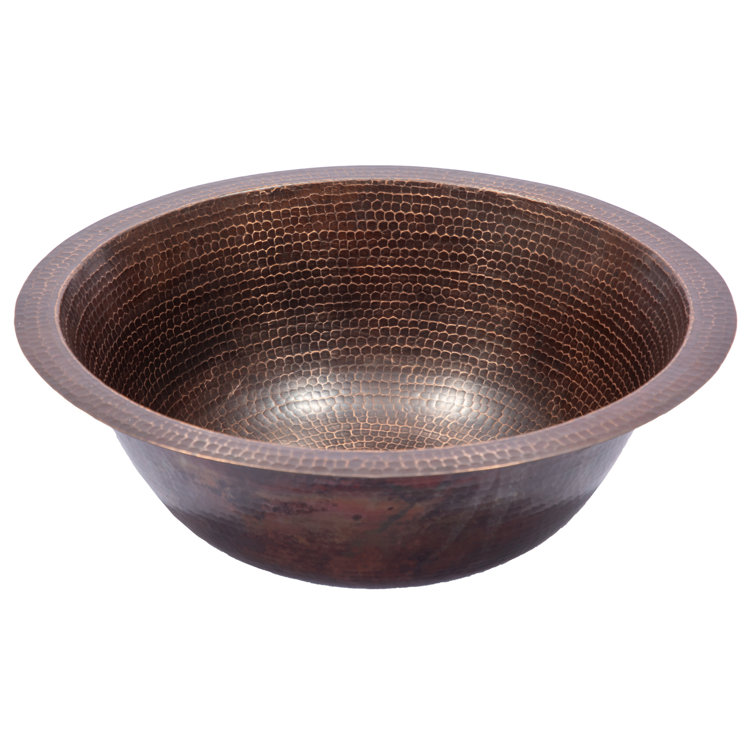 Antique Dark Copper Hammered Circular Bathroom Sink