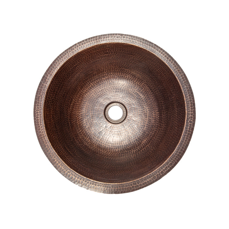 Antique Dark Copper Hammered Circular Bathroom Sink