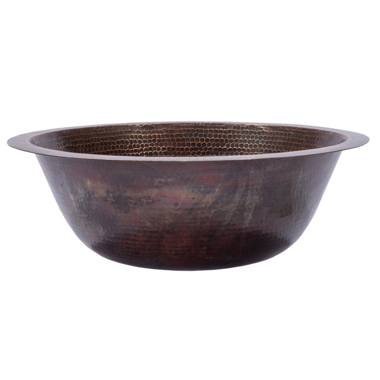 Antique Dark Copper Hammered Circular Bathroom Sink