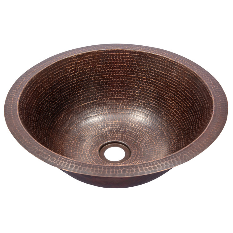 Antique Dark Copper Hammered Circular Bathroom Sink
