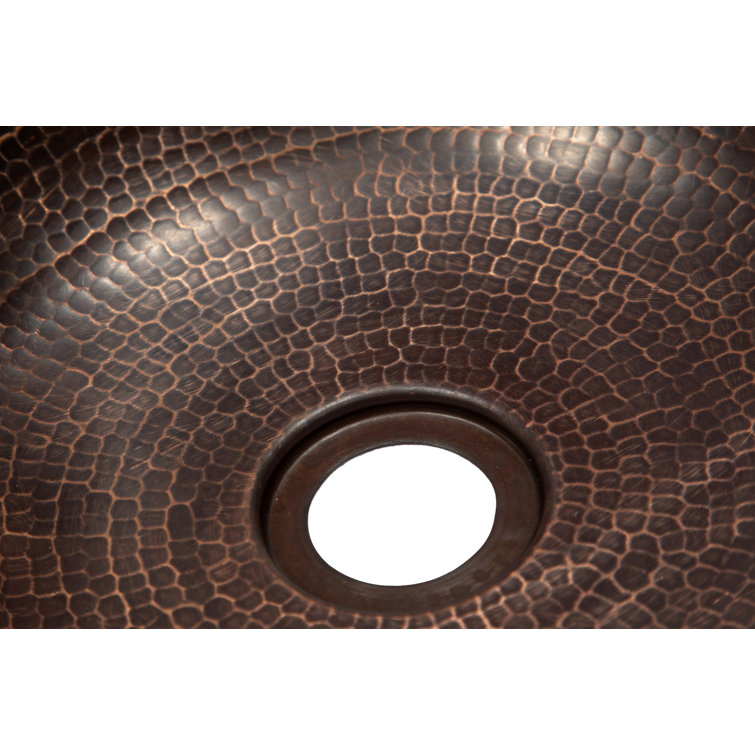 Antique Dark Copper Hammered Circular Bathroom Sink