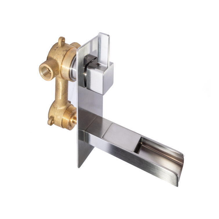 Brushed Nickel Wall-Mounted Waterfall Bathroom Faucet