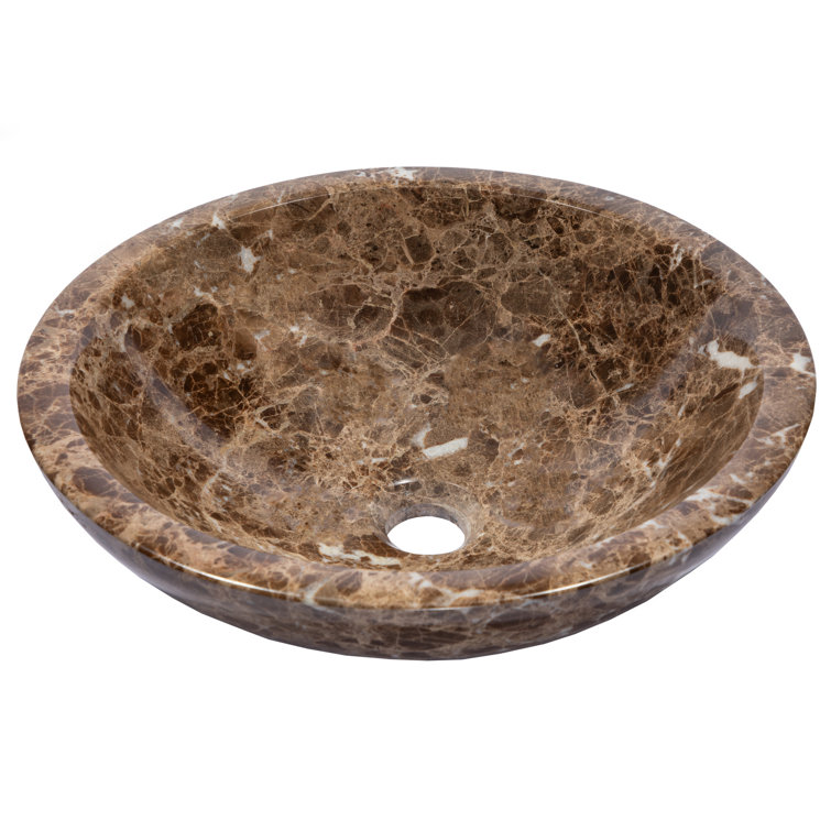 Dark Emperador Marble Circular Bathroom Vessel Sink