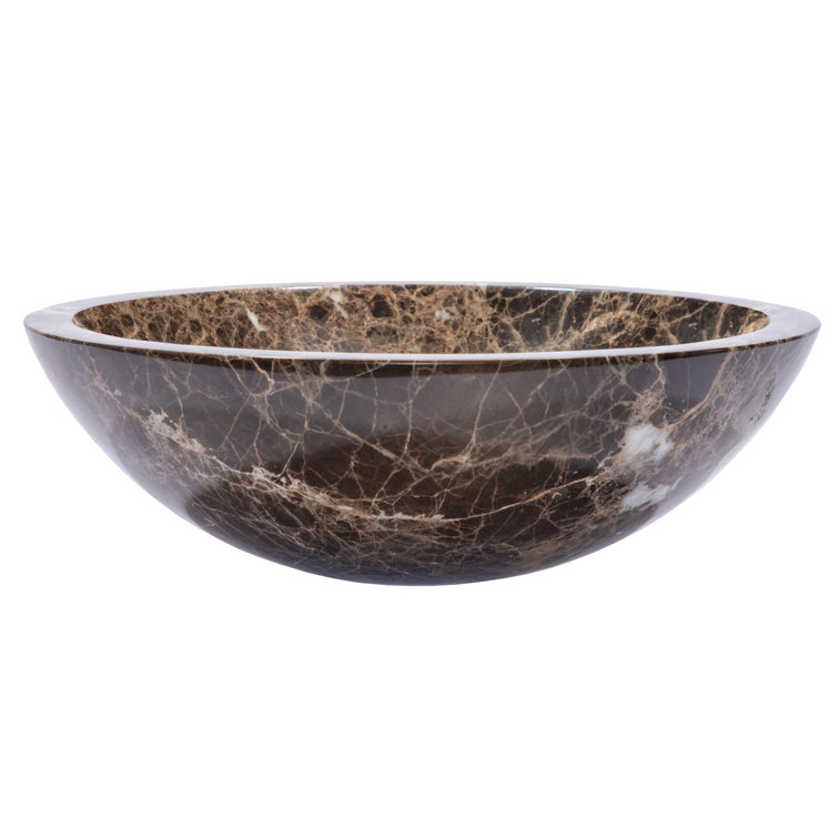 Dark Emperador Marble Circular Bathroom Vessel Sink