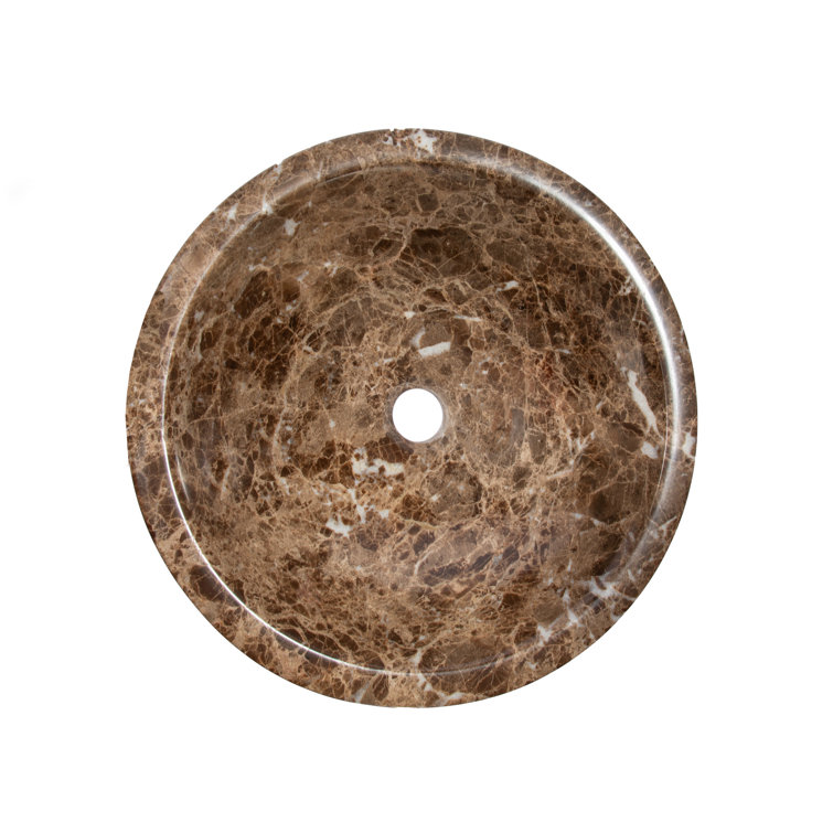 Dark Emperador Marble Circular Bathroom Vessel Sink