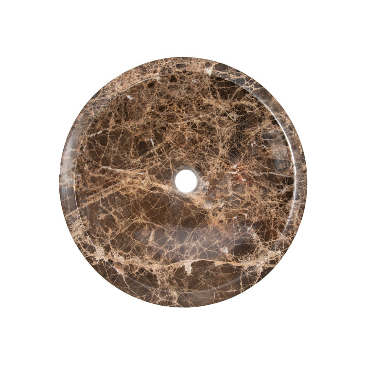 Dark Emperador Marble Circular Bathroom Vessel Sink