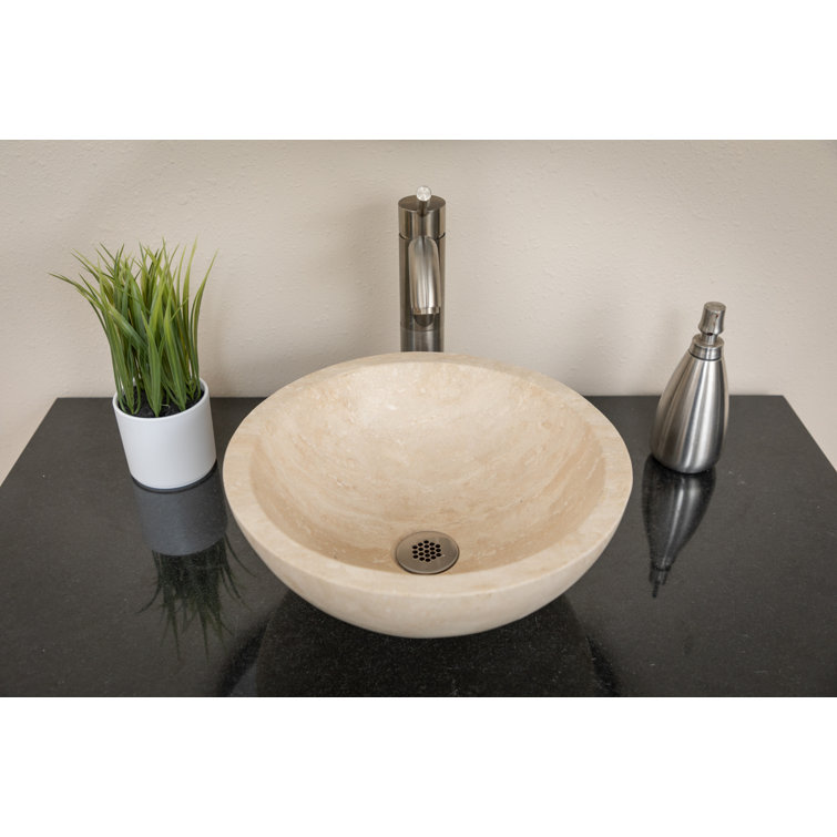Eden Bath 14'' Beige Travertine Stone Vessel Sink
