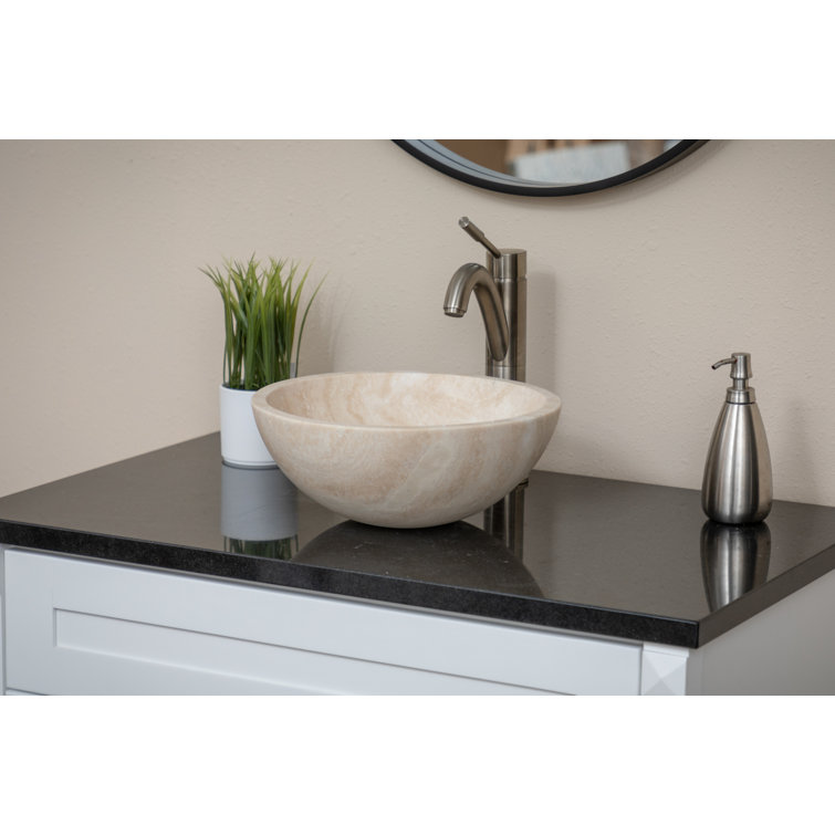 Eden Bath 14'' Beige Travertine Stone Vessel Sink