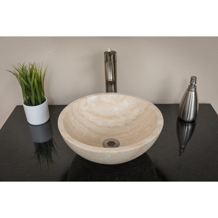 Eden Bath 14'' Beige Travertine Stone Vessel Sink