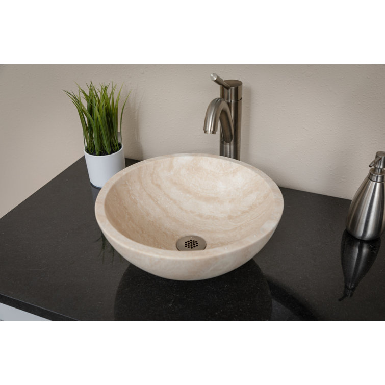 Eden Bath 14'' Beige Travertine Stone Vessel Sink
