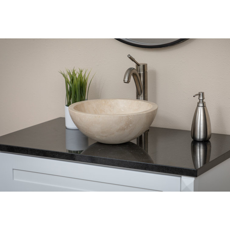 Eden Bath 14'' Beige Travertine Stone Vessel Sink