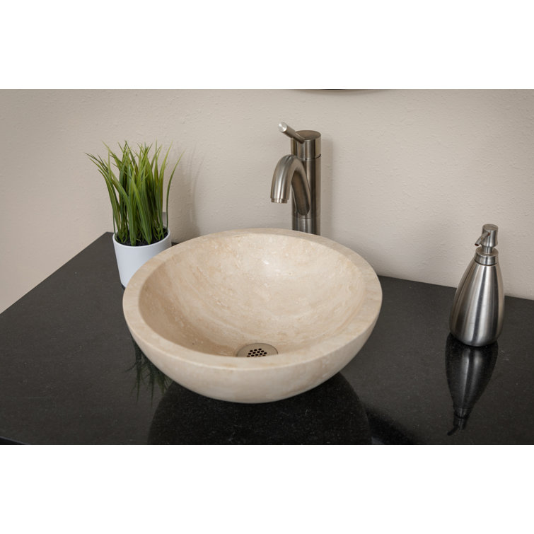 Eden Bath 14'' Beige Travertine Stone Vessel Sink