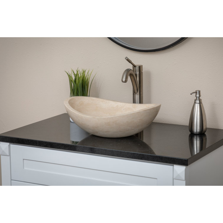 Beige Stone Canoe Shaped Bathroom Sink