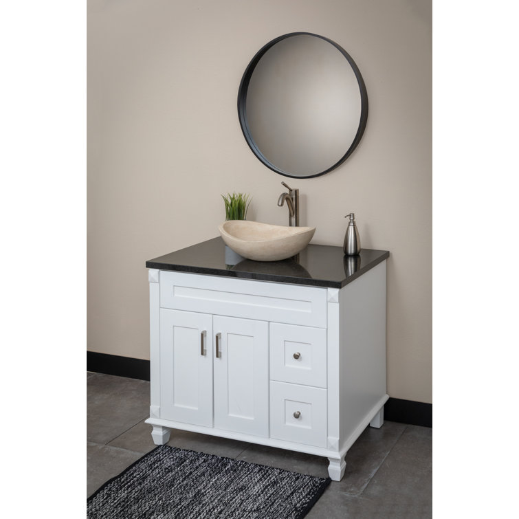 Beige Stone Canoe Shaped Bathroom Sink