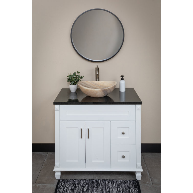18'' Beige Stone Oval Vessel Bathroom Sink