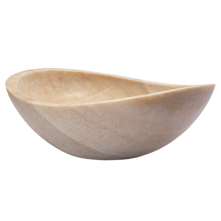 18'' Beige Stone Oval Vessel Bathroom Sink
