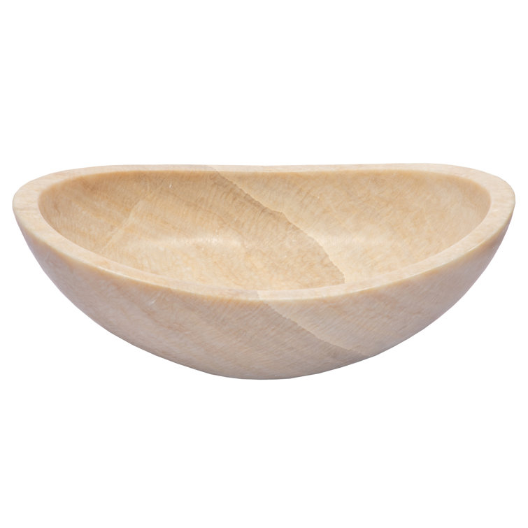 18'' Beige Stone Oval Vessel Bathroom Sink