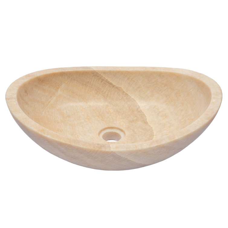 18'' Beige Stone Oval Vessel Bathroom Sink