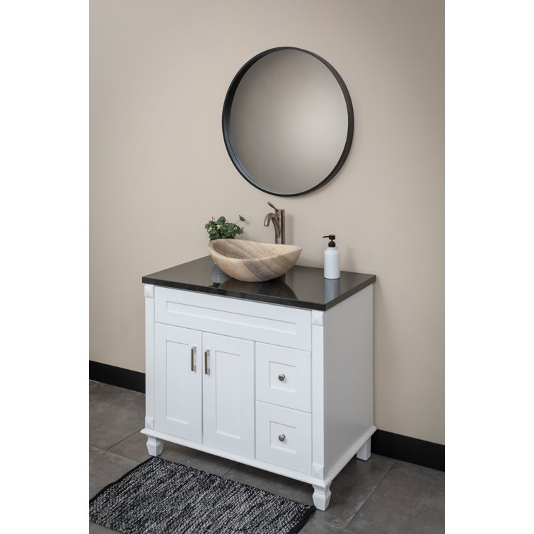 18'' Beige Stone Oval Vessel Bathroom Sink