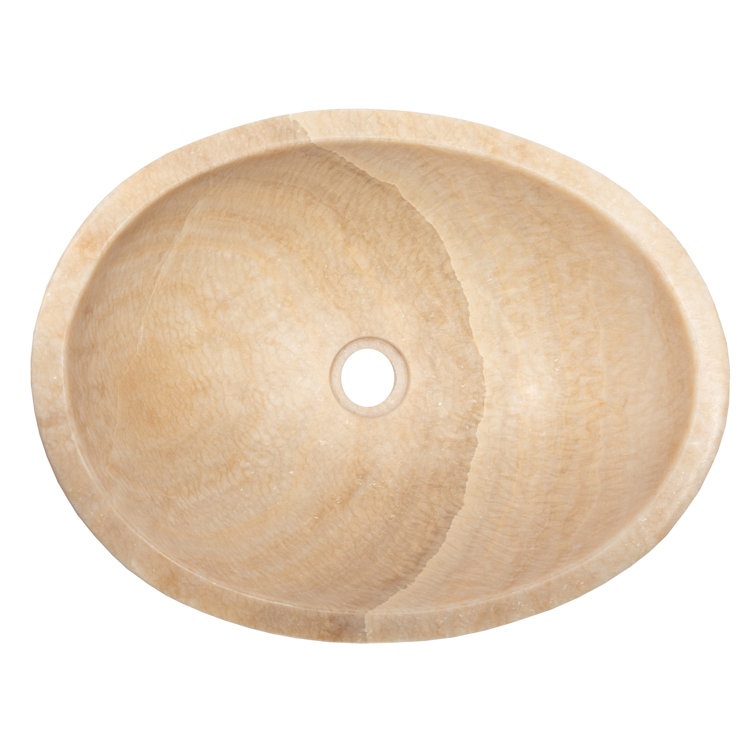 18'' Beige Stone Oval Vessel Bathroom Sink