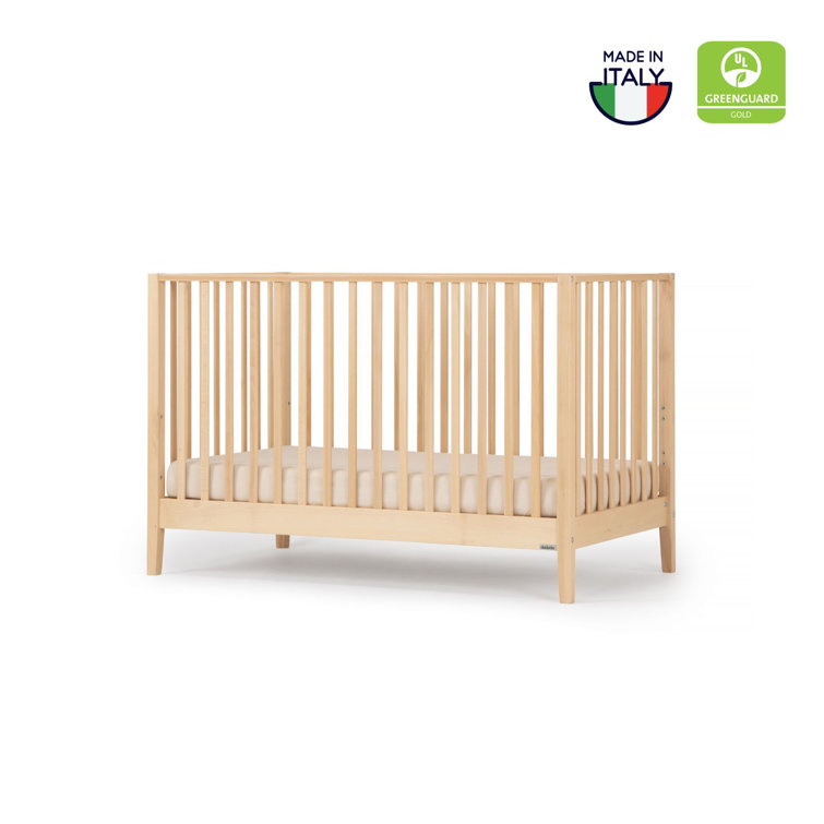 Natural Beechwood 3-in-1 Convertible Crib with Adjustable Height
