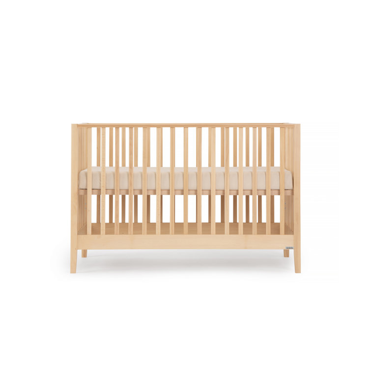 Natural Beechwood 3-in-1 Convertible Crib with Adjustable Height