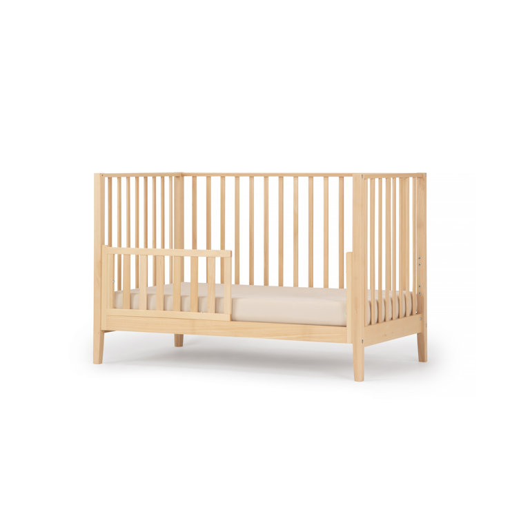 Natural Beechwood 3-in-1 Convertible Crib with Adjustable Height