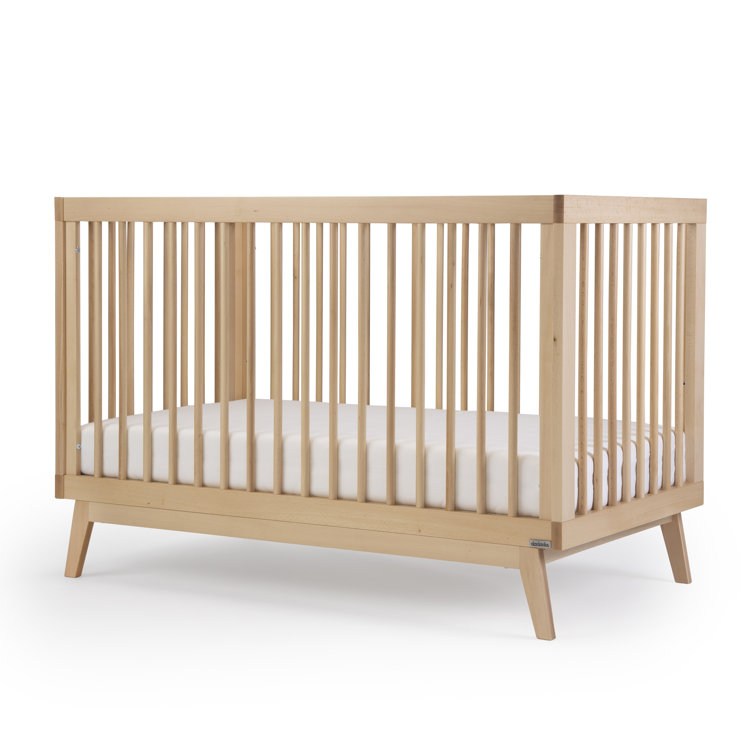 Natural Beechwood 3-in-1 Convertible Crib with Adjustable Height