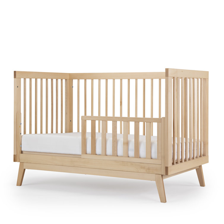 Natural Beechwood 3-in-1 Convertible Crib with Adjustable Height
