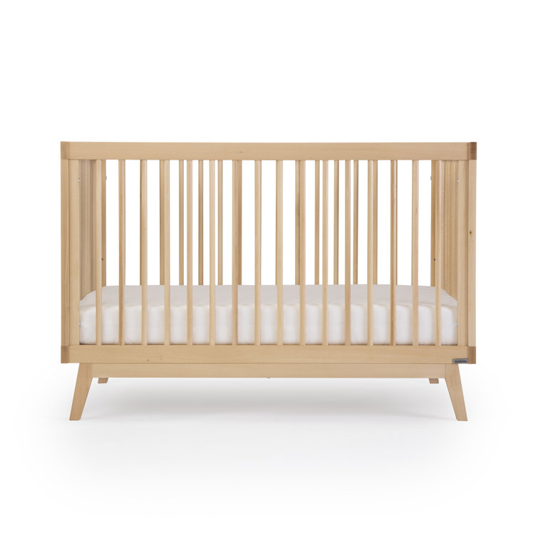 Natural Beechwood 3-in-1 Convertible Crib with Adjustable Height