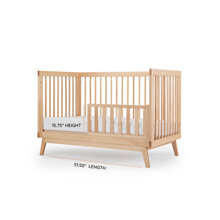 Natural Beechwood 3-in-1 Convertible Crib with Adjustable Height