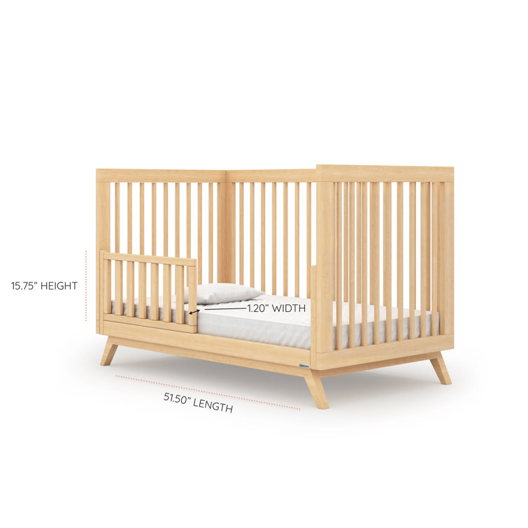 Natural Beechwood 3-in-1 Convertible Crib with Adjustable Height