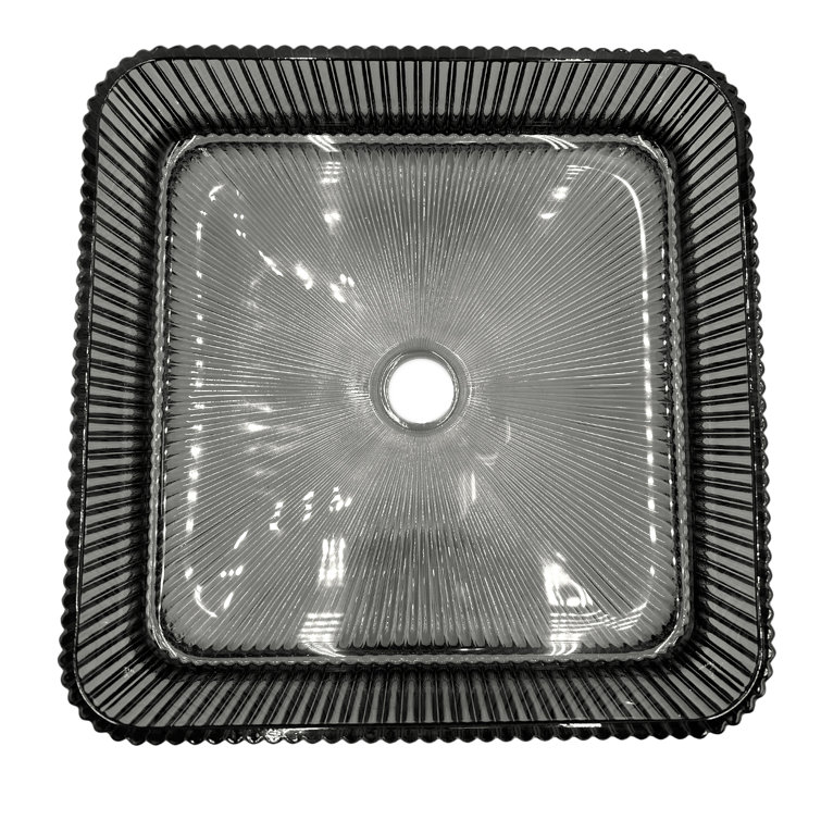 15'' Gray Tempered Glass Square Vessel Sink