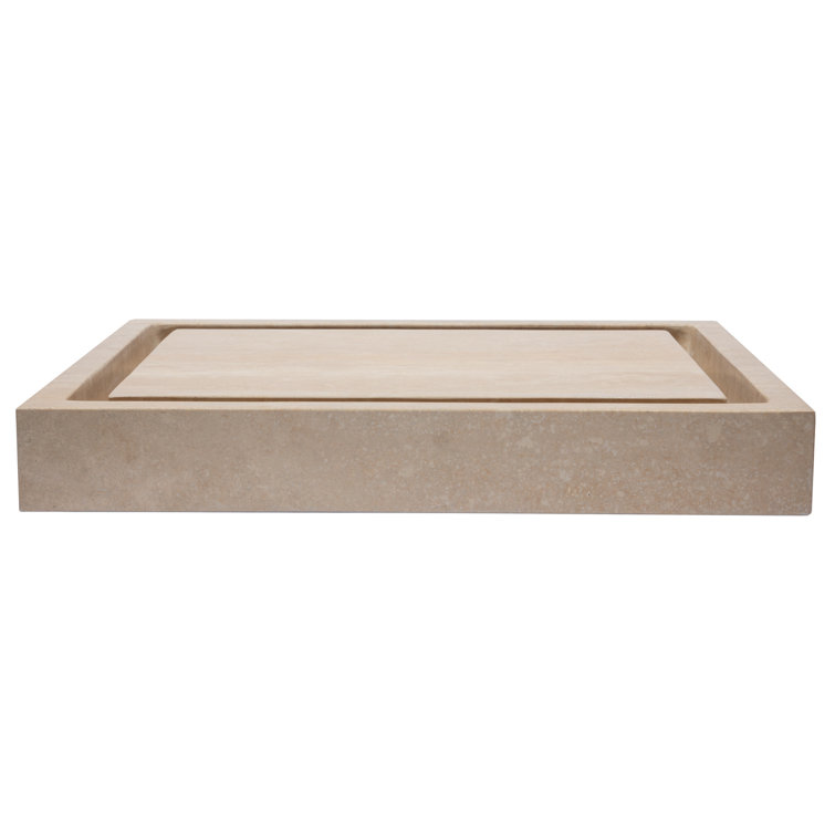 Honed Beige Travertine Rectangular Infinity Pool Vessel Sink