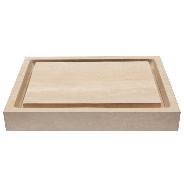 Honed Beige Travertine Rectangular Infinity Pool Vessel Sink